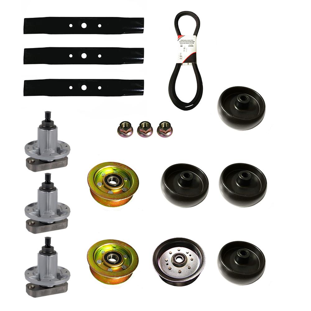 532137266 Deck Rebuild Kit XHT Blades & Wheels w/o Hardware Fits John Deere L120