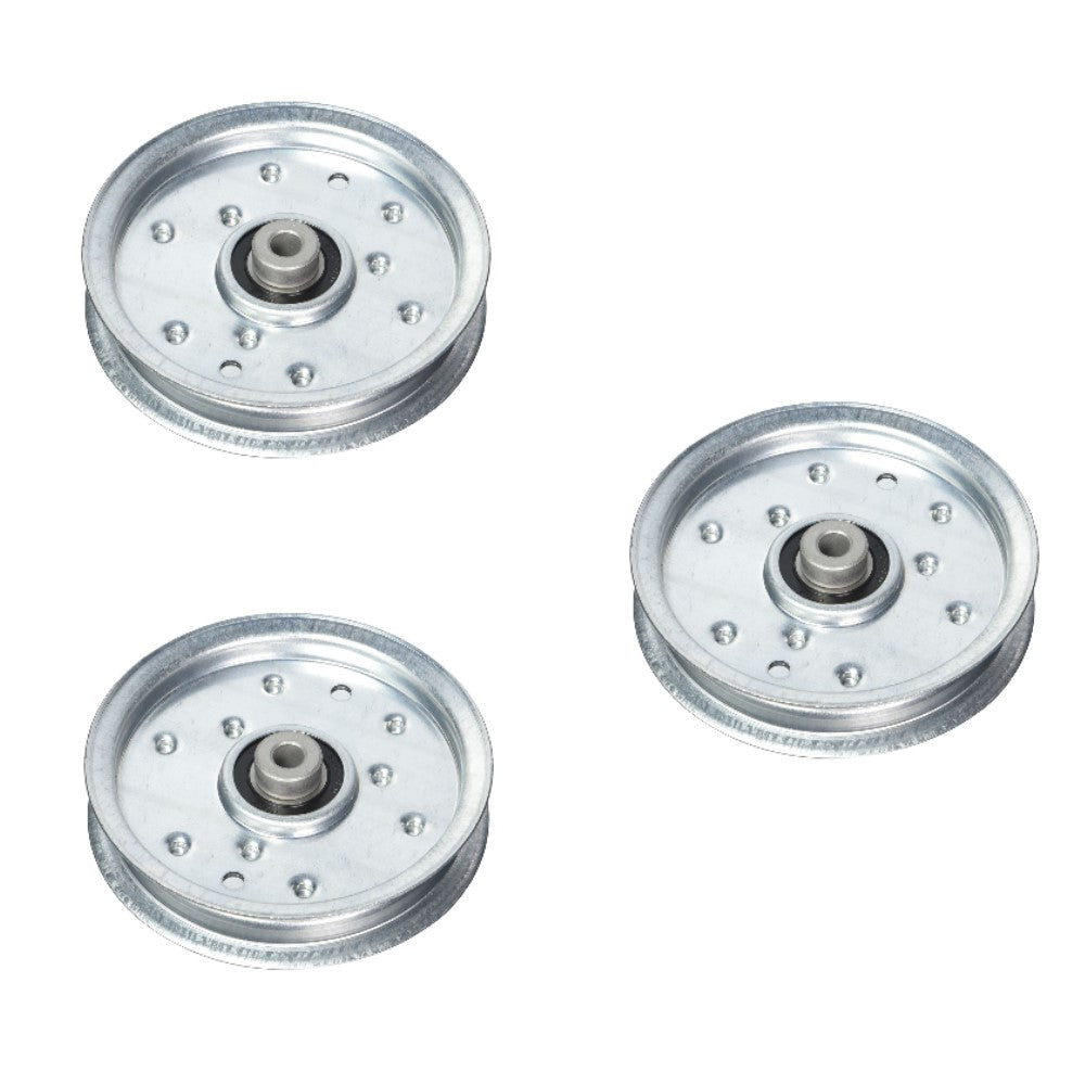 Qty 3: Flat Idler Pulley (Silver Zinc Coated)

 Fits MTD Replaces 753-08068