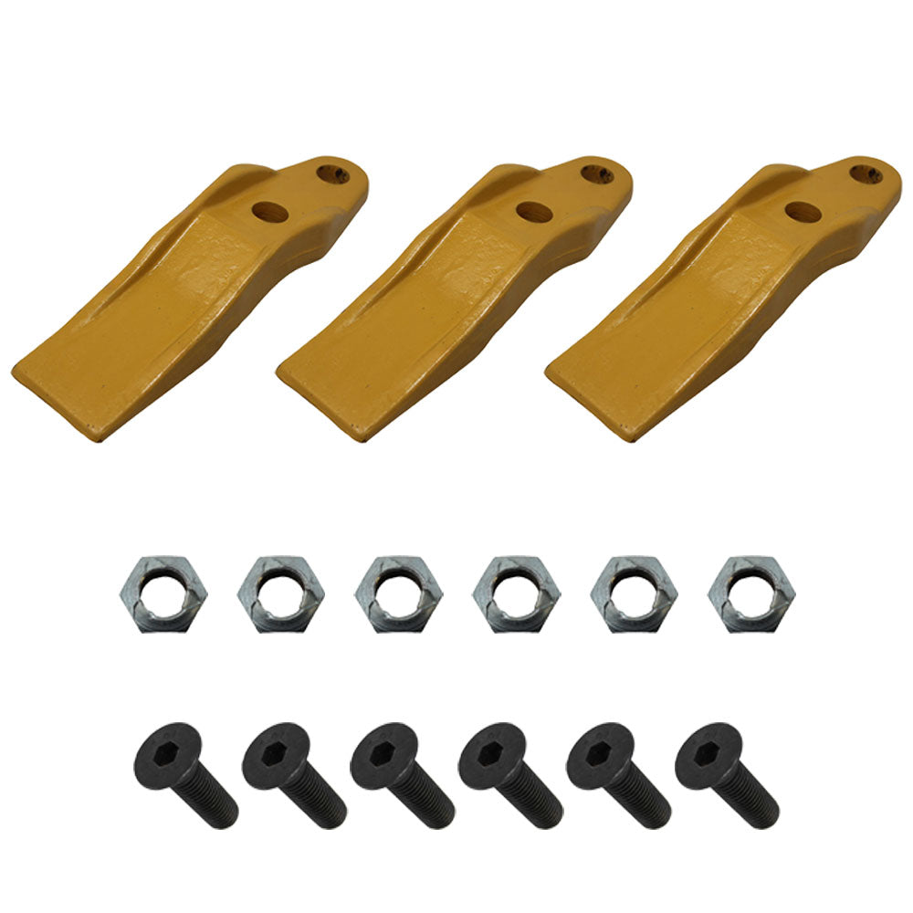 132-4720 Qty 3: Skid Steer Unitooth	w/ Hardware
 Fits Caterpillar 216 216B