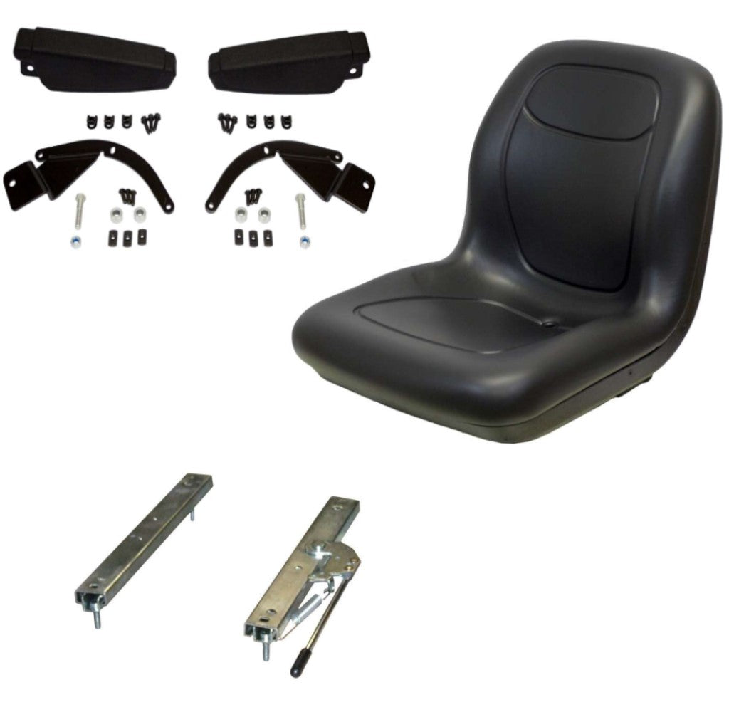 Black Seat w/Flip Up Armrests & Seat Rails Fits Bobcat Replaces 102707301CC