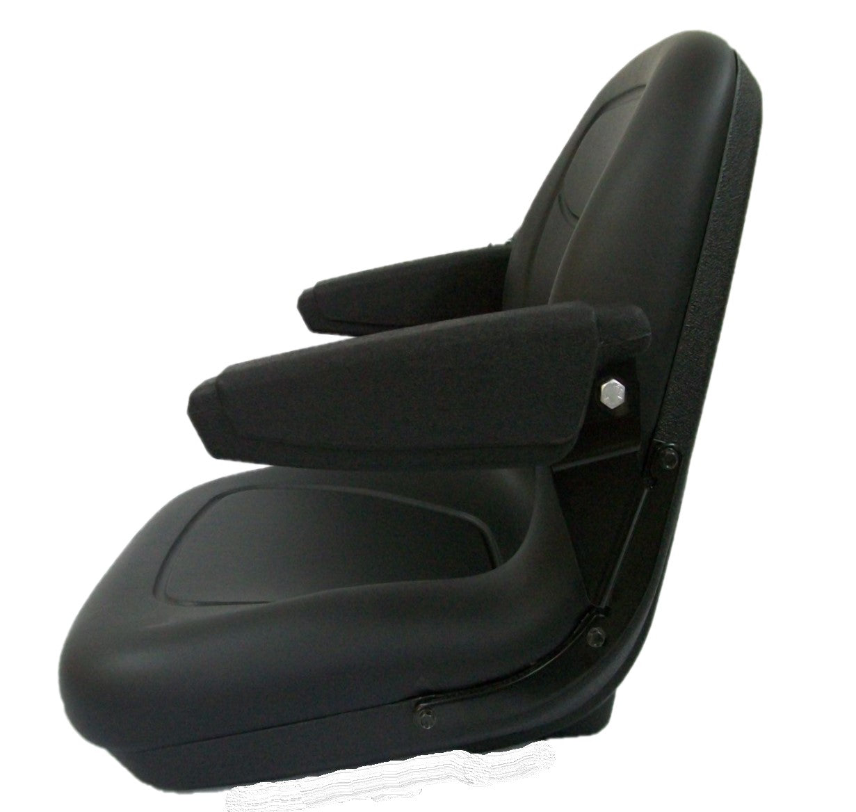 Black Seat w/Flip Up Armrests & Seat Rails Fits John Deere Replaces AM107759