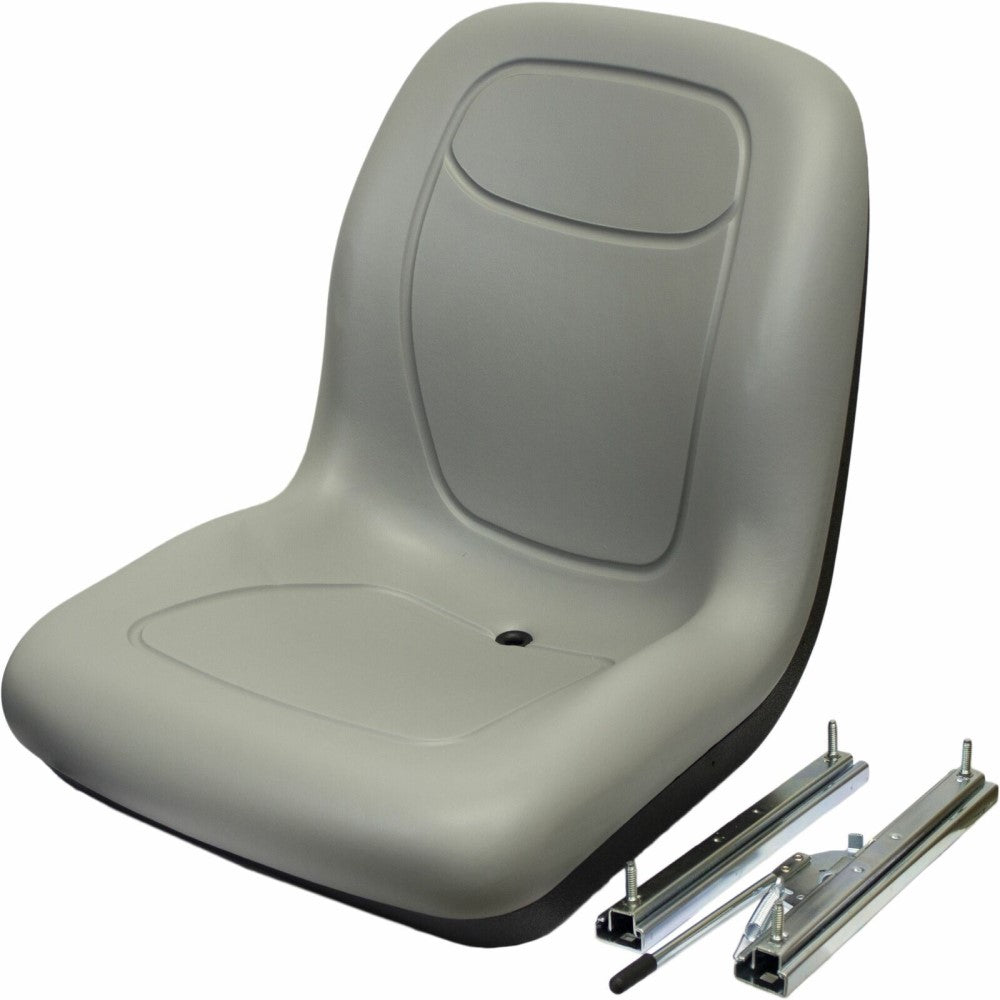Grey Vinyl Seat with Pair of Slide Rails  Fits Universal Products
