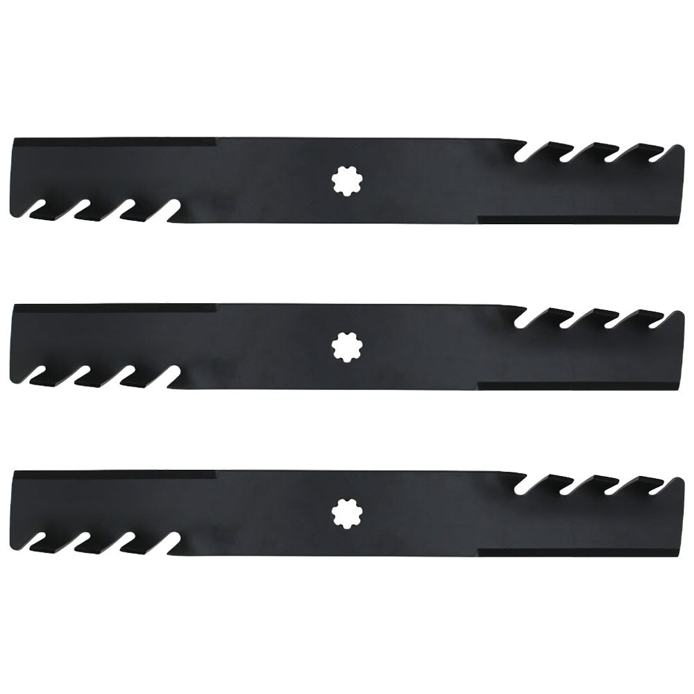 Qty 3: Toothed Mulching Blade
 Fits John Deere Replaces AM100945