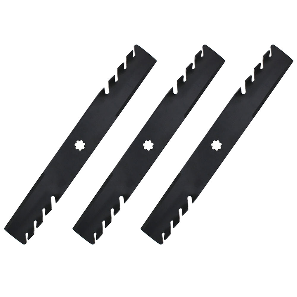 Qty 3: Toothed Mulching Blade
 Fits John Deere Replaces AM100945