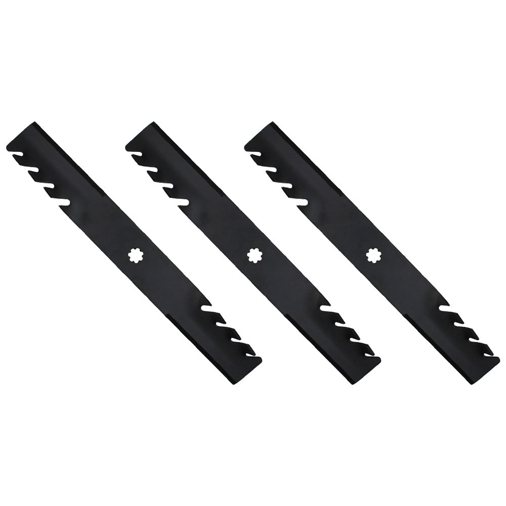 Qty 3: Toothed Mulching Blade
 Fits John Deere Replaces AM100945