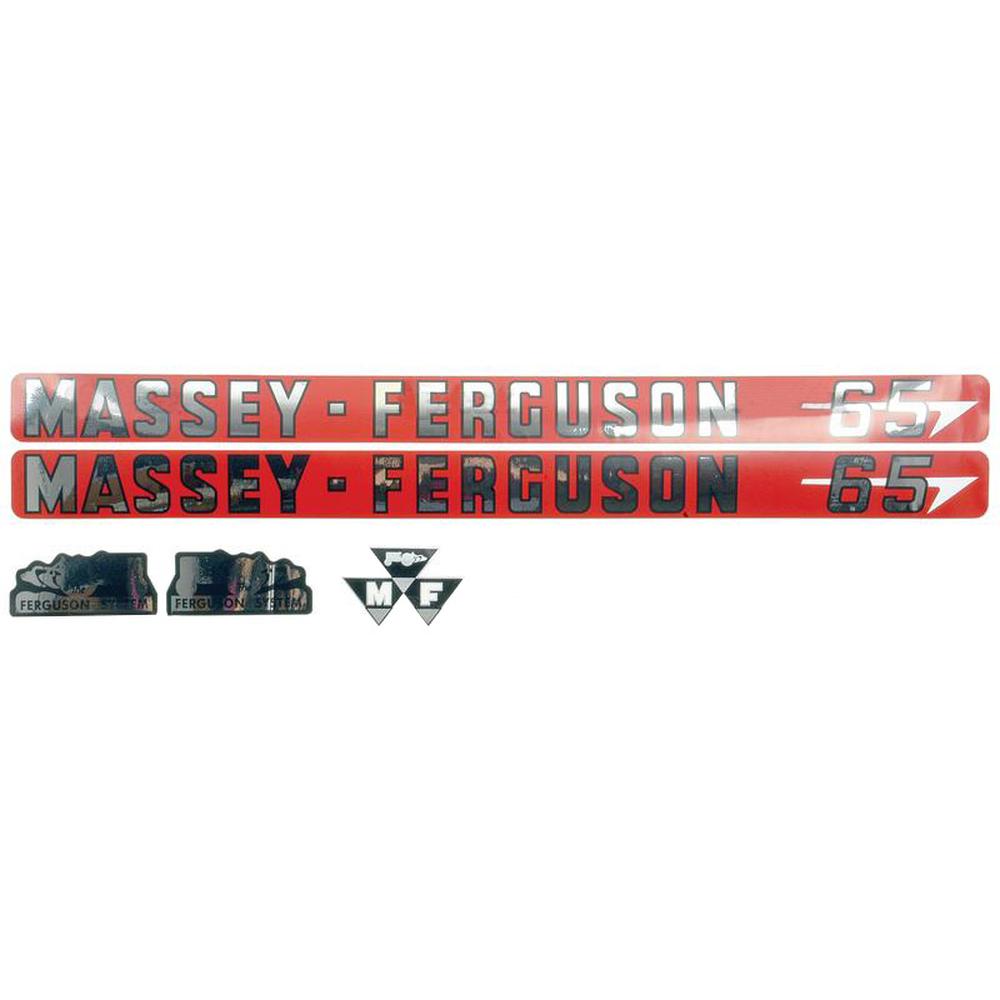 D-MF65 Mylar Hood Decal Set Fits Massey Ferguson 65