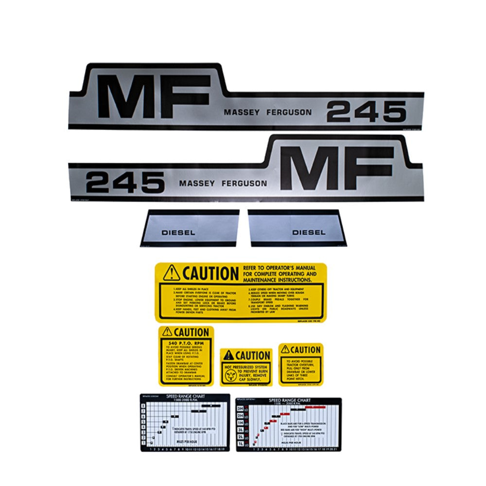 DKMF245D Complete Decal Set Fits Massey Ferguson