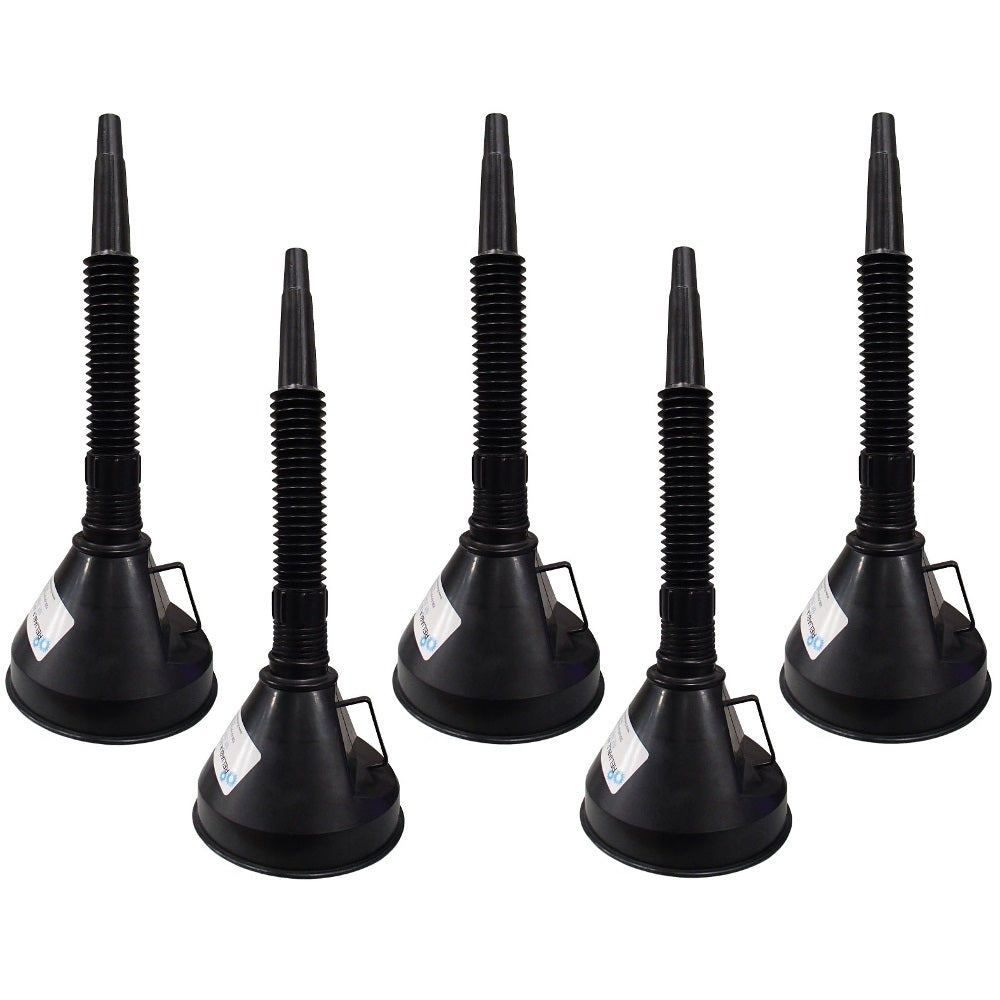 Five 6" Diameter Funnels with Inside Screen and Bendable & Detachable Hose