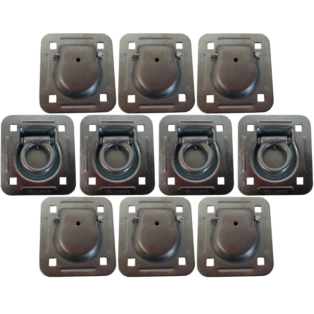 (10) Flush Mount D-Ring 1.5" Recessed Tie-Down Anchor for Trailers Trucks Cargo