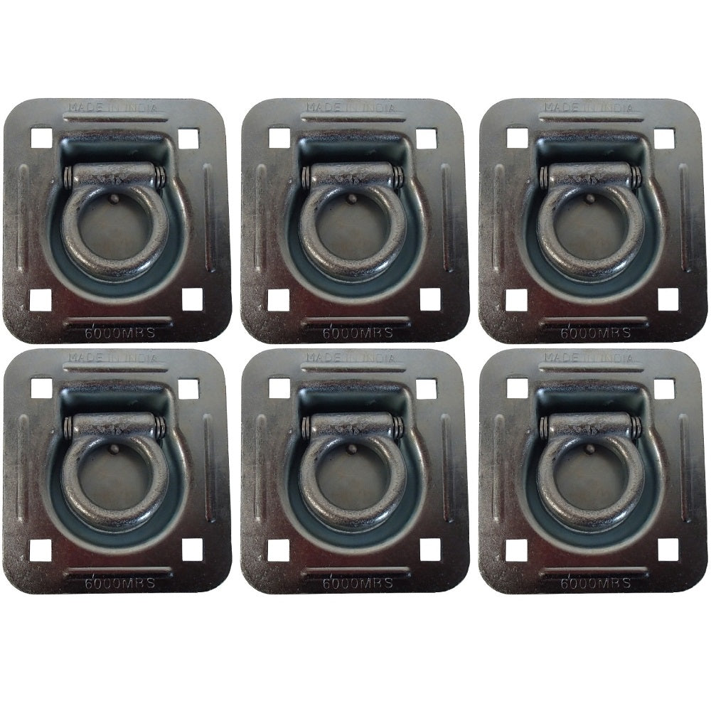 Pack of 6 Truck Trailer Ring Tie down 6,000 lb. Capacity Recessed D-Rings