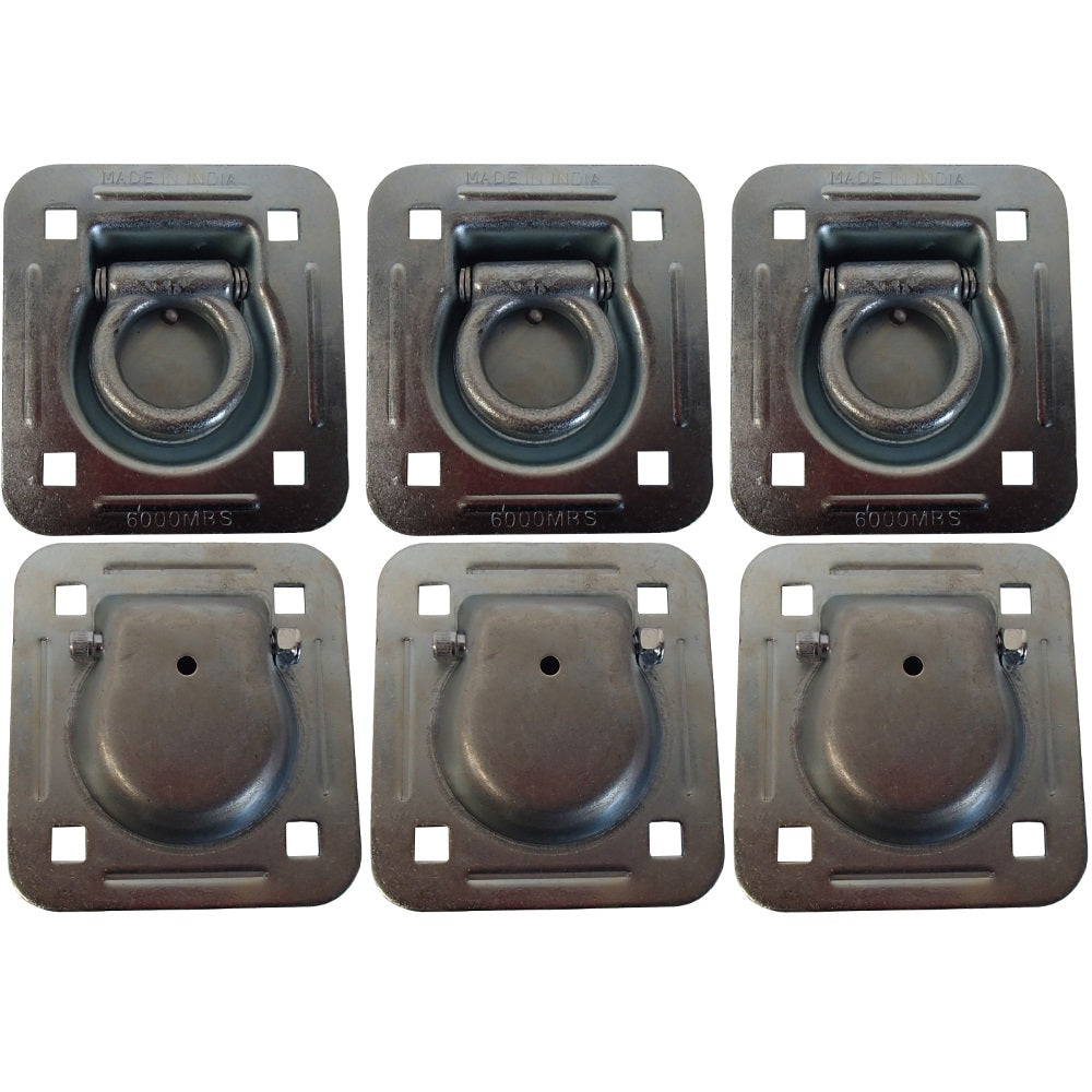 Pack of 6 Truck Trailer Ring Tie down 6,000 lb. Capacity Recessed D-Rings