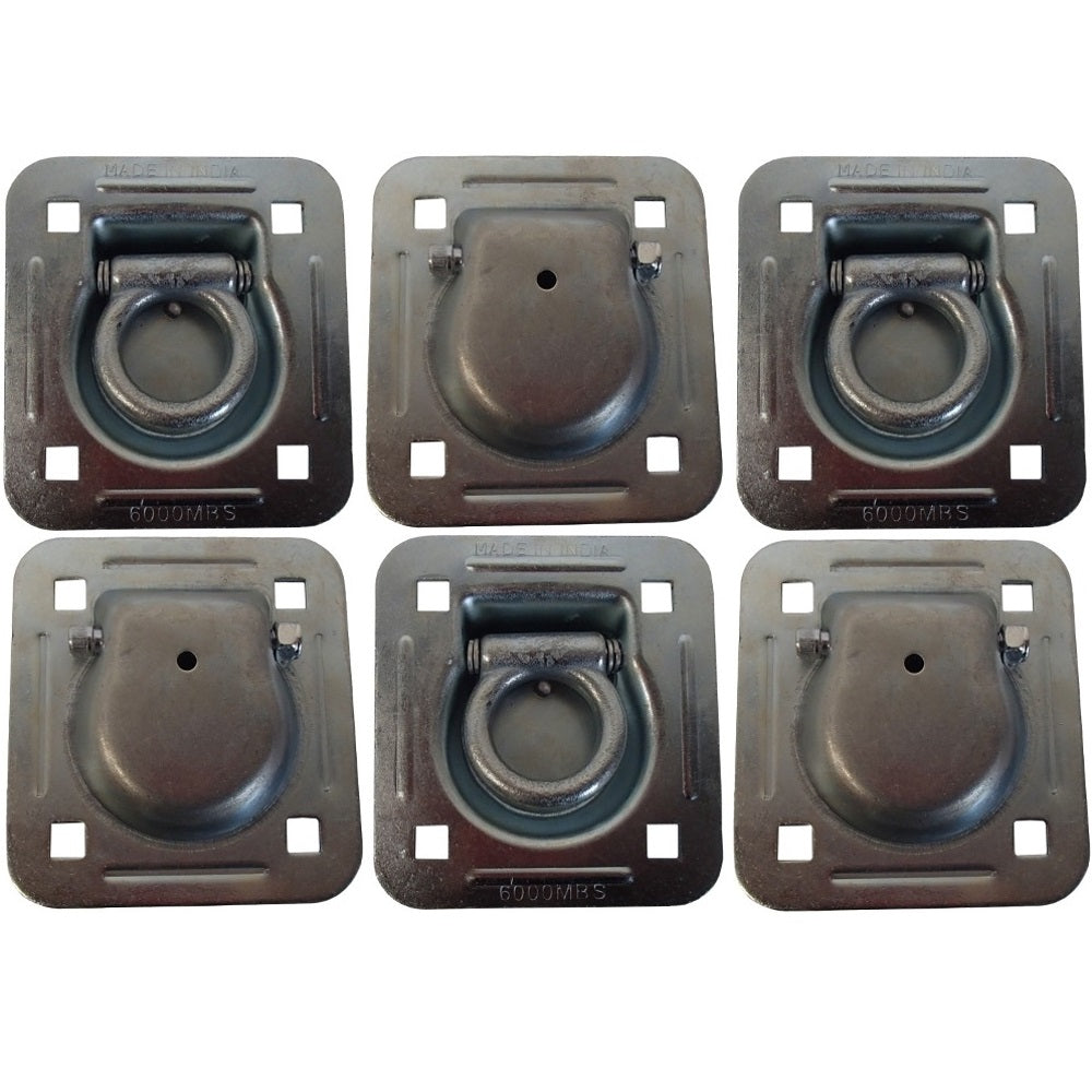 Pack of 6 Truck Trailer Ring Tie down 6,000 lb. Capacity Recessed D-Rings