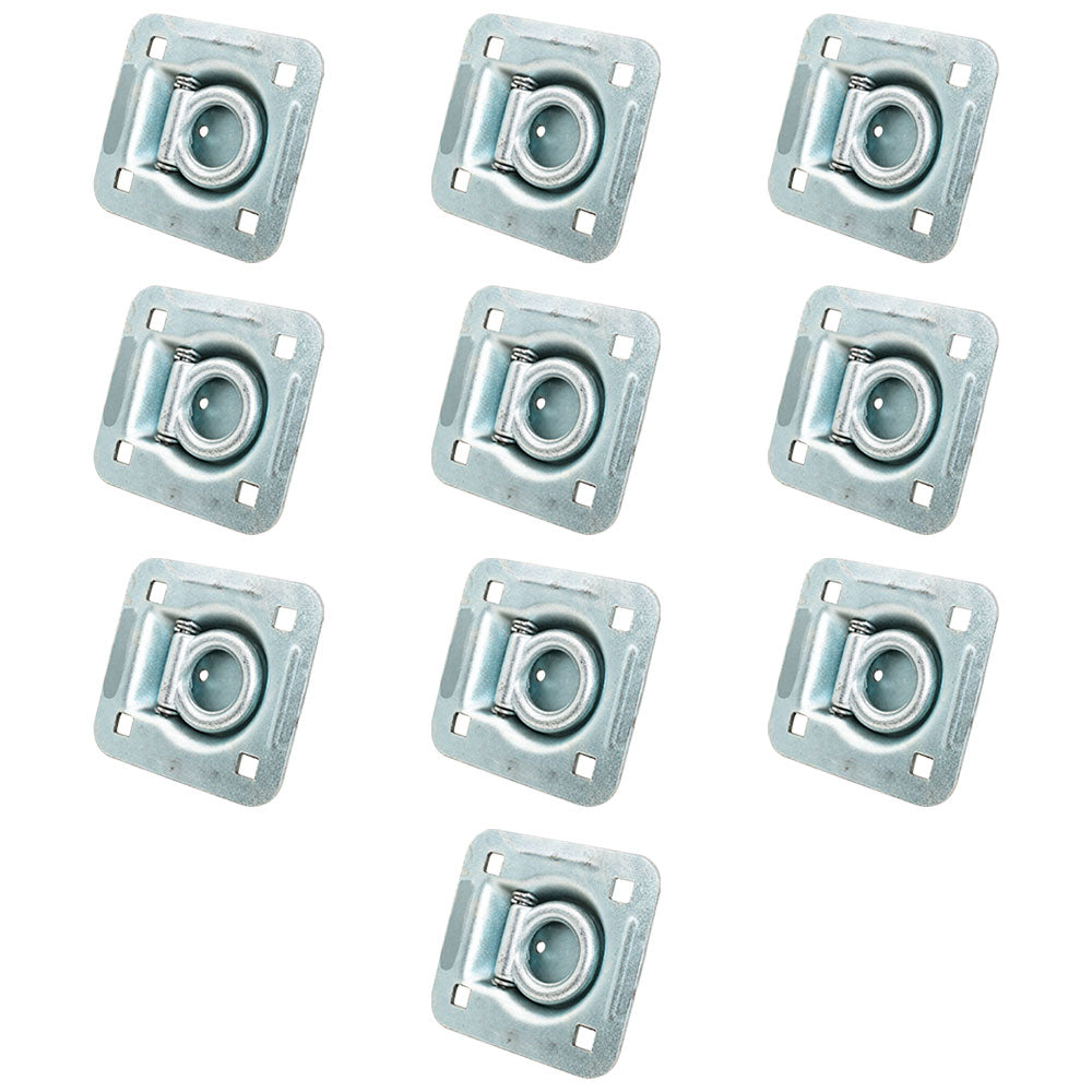 10 pk Flush Mount Recessed Ring Trailer Cargo Tie Down Control D-Rings 6000 lbs.
