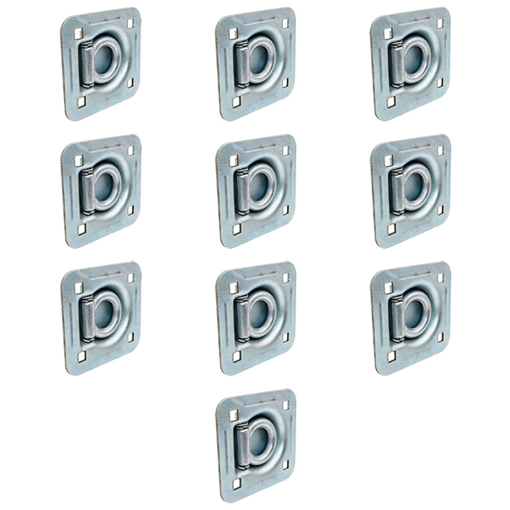10 pk Flush Mount Recessed Ring Trailer Cargo Tie Down Control D-Rings 6000 lbs.