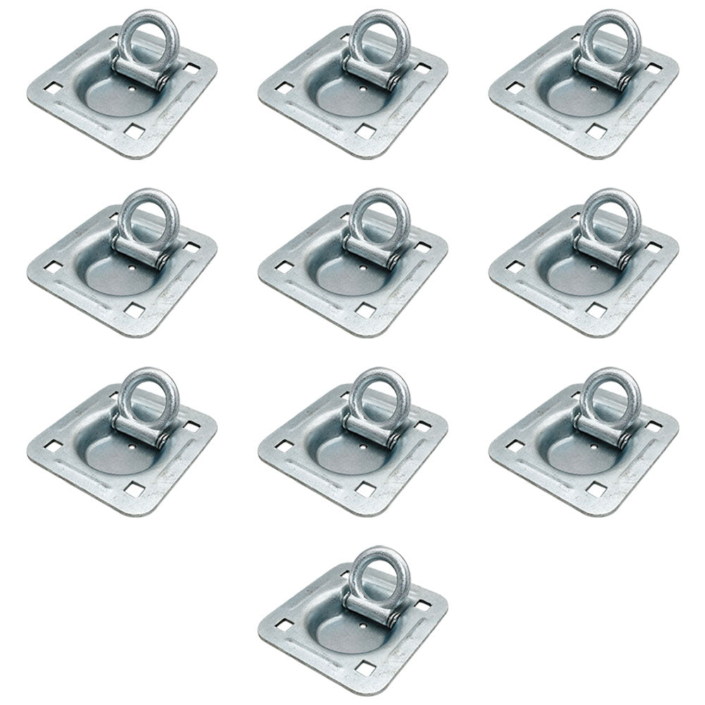 10 pk Flush Mount Recessed Ring Trailer Cargo Tie Down Control D-Rings 6000 lbs.