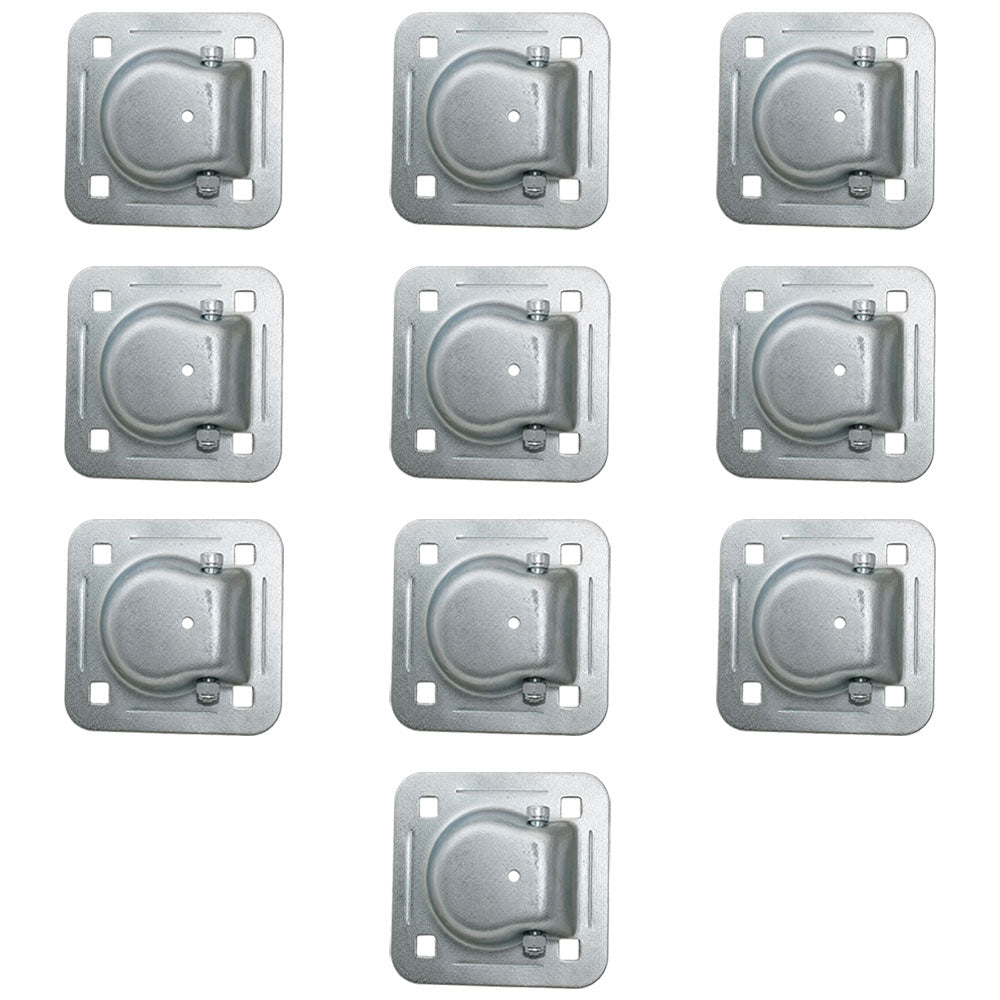 10 pk Flush Mount Recessed Ring Trailer Cargo Tie Down Control D-Rings 6000 lbs.
