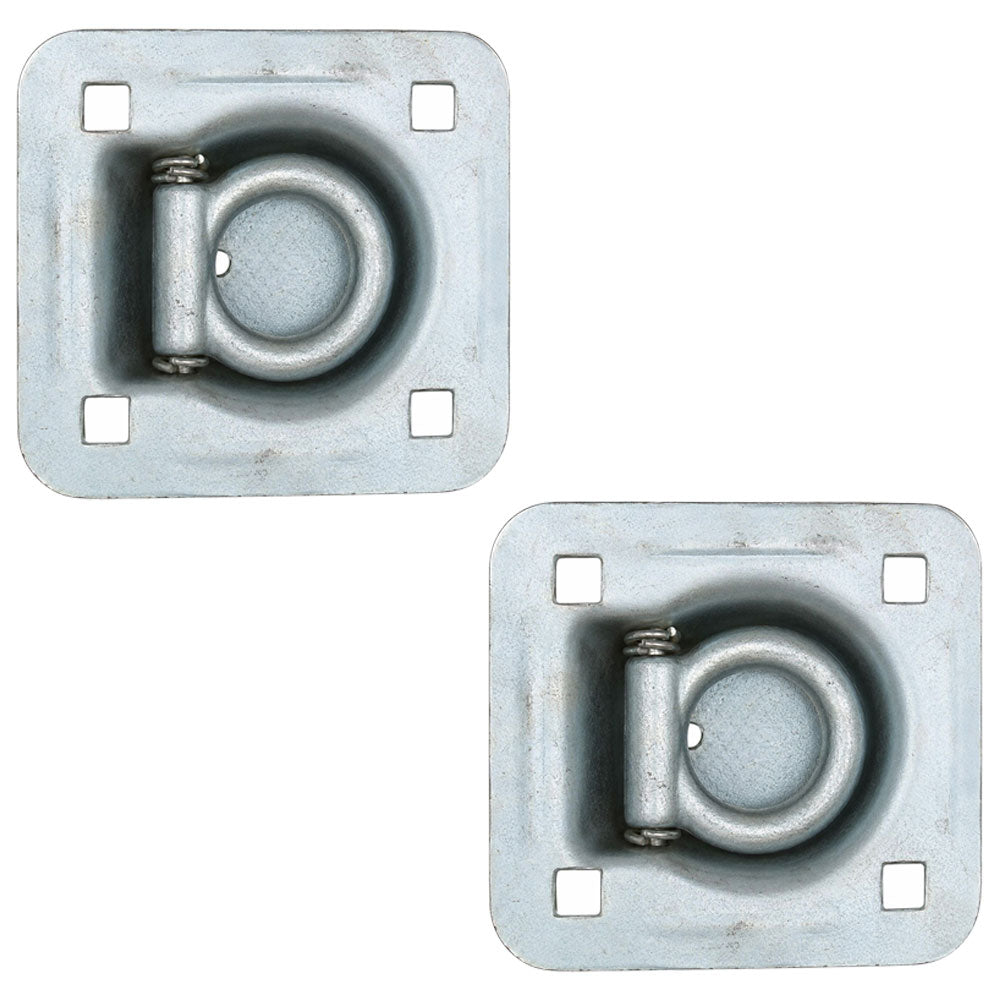 (2) Square Recessed D-Ring - 1-1/2" Bolt-on 6000 lbs MBS For Trailers Flatbeds