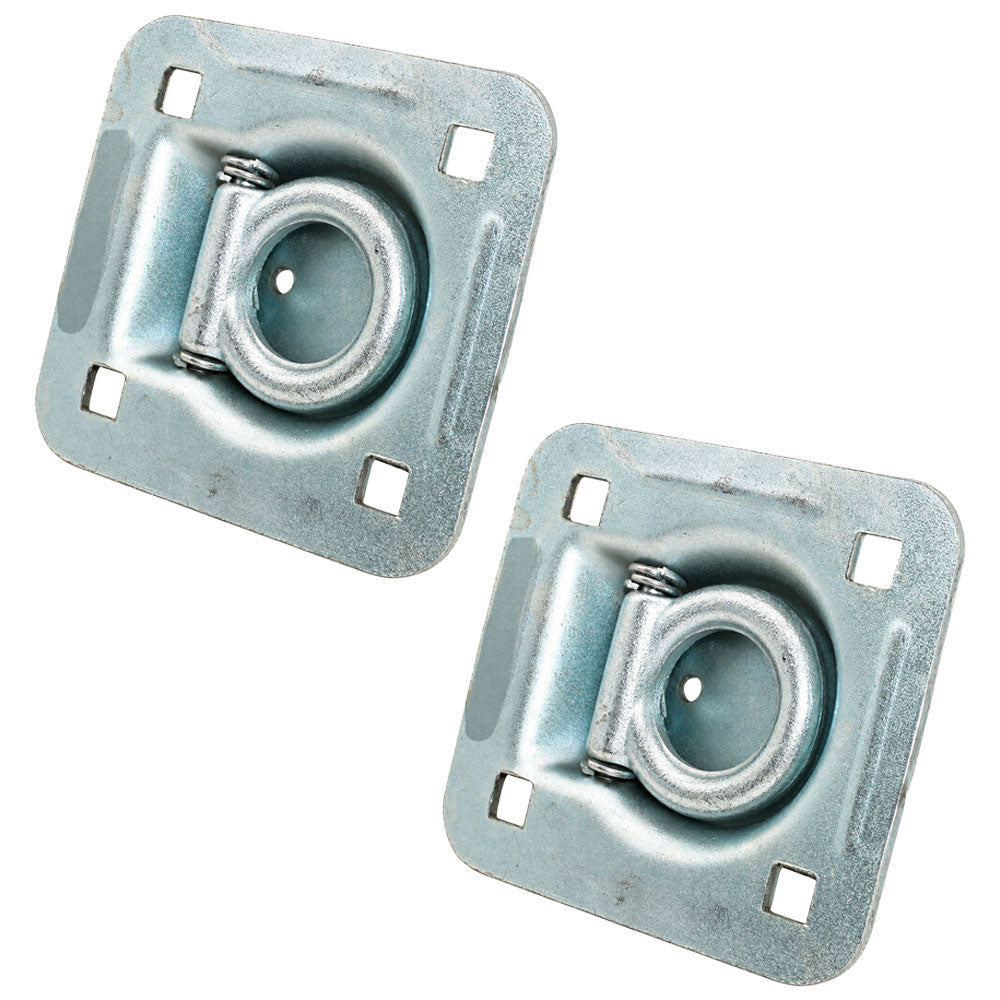 (2) Square Recessed D-Ring - 1-1/2" Bolt-on 6000 lbs MBS For Trailers Flatbeds