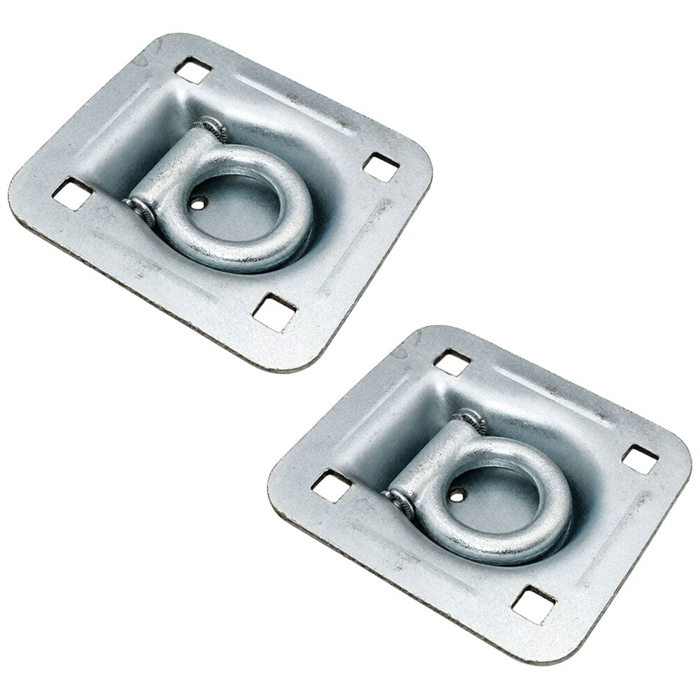 (2) Square Recessed D-Ring - 1-1/2" Bolt-on 6000 lbs MBS For Trailers Flatbeds