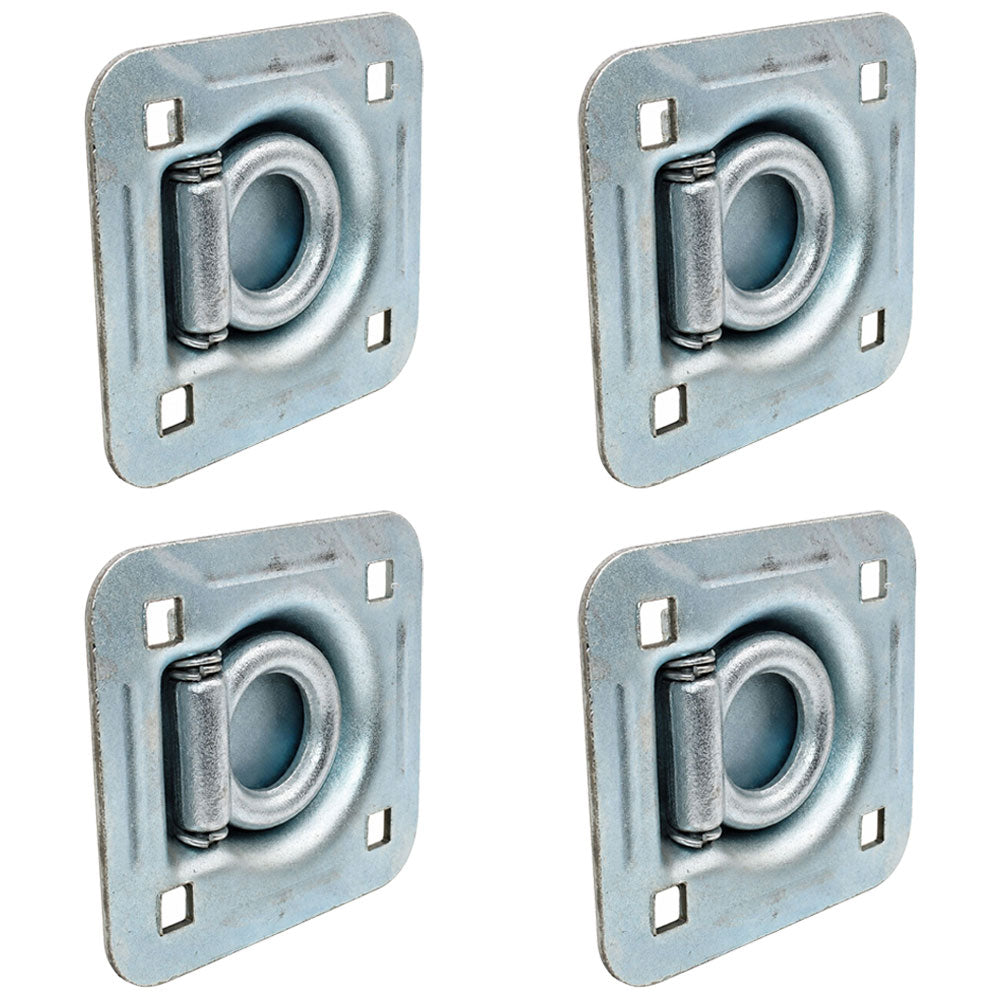 4 Pack Chain Rope Tie Down Trailer 4-Bolt Steel Recessed D-Ring 6000# MBS Rated