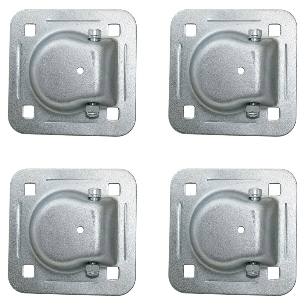 4 Pack Chain Rope Tie Down Trailer 4-Bolt Steel Recessed D-Ring 6000# MBS Rated