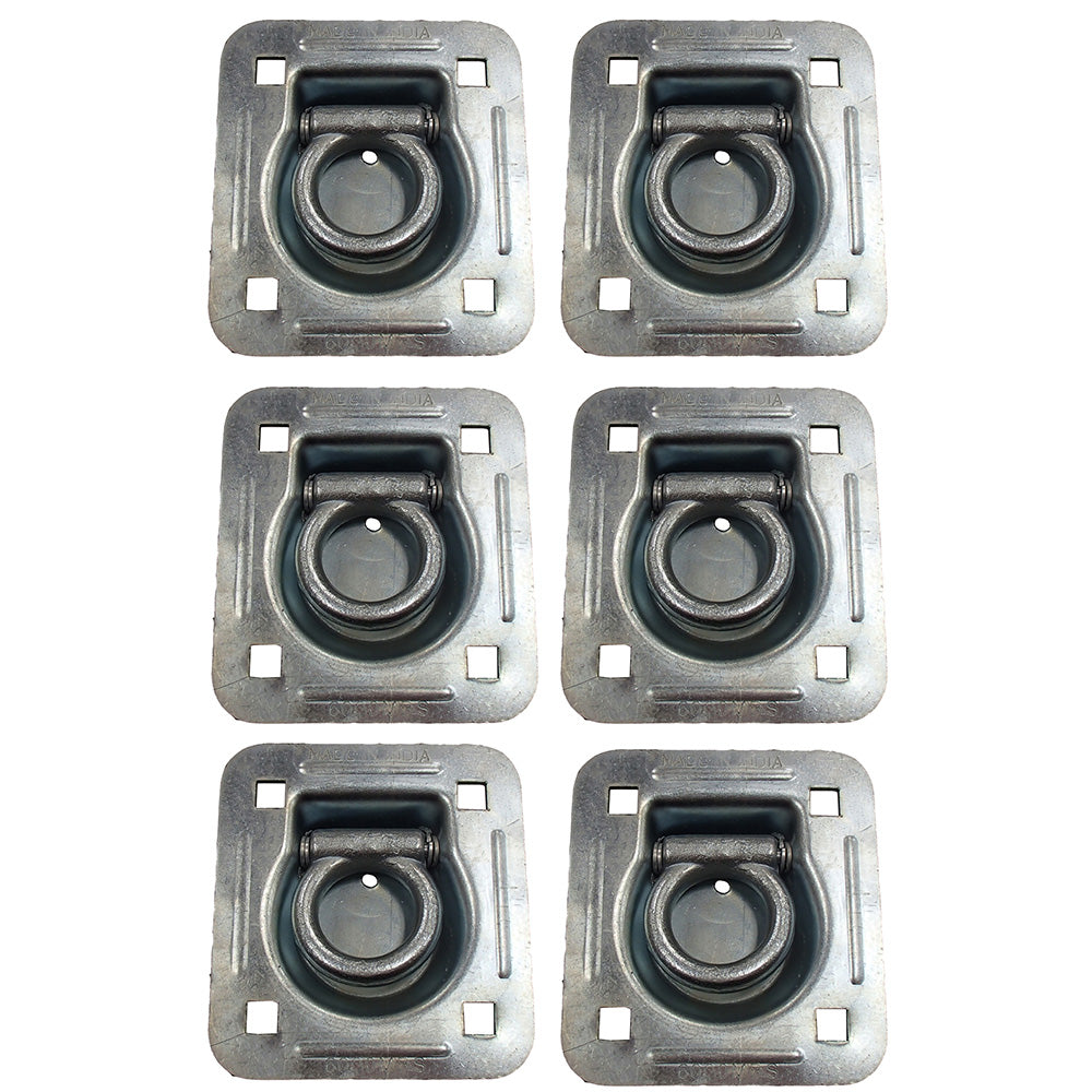 Pack of 6 Truck Trailer Ring Tie down 6,000 lb. Capacity Recessed D-Rings