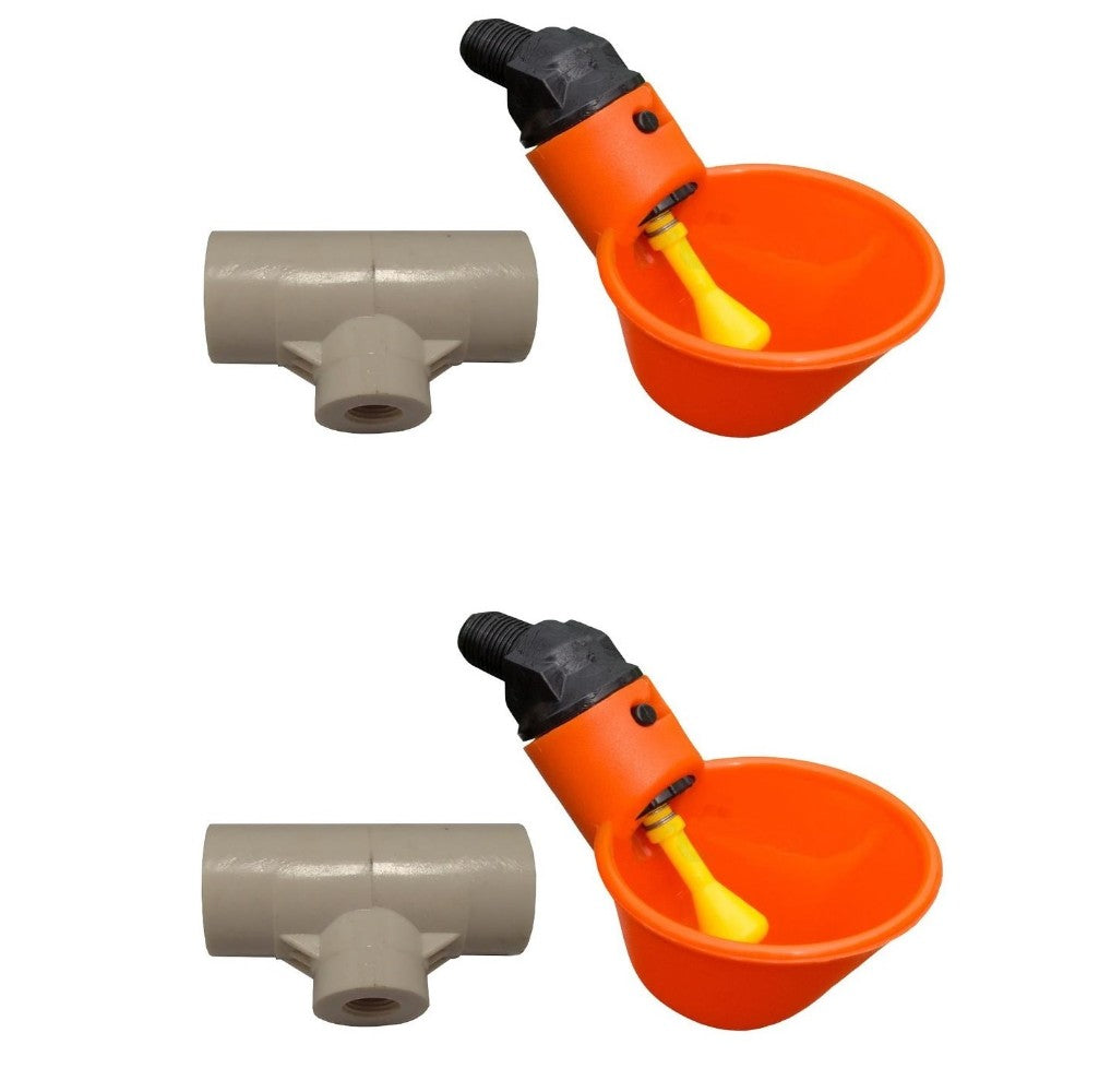 Qty 2: Drinker Cup with PVC Fitting Fits Universal Products Replaces 12F