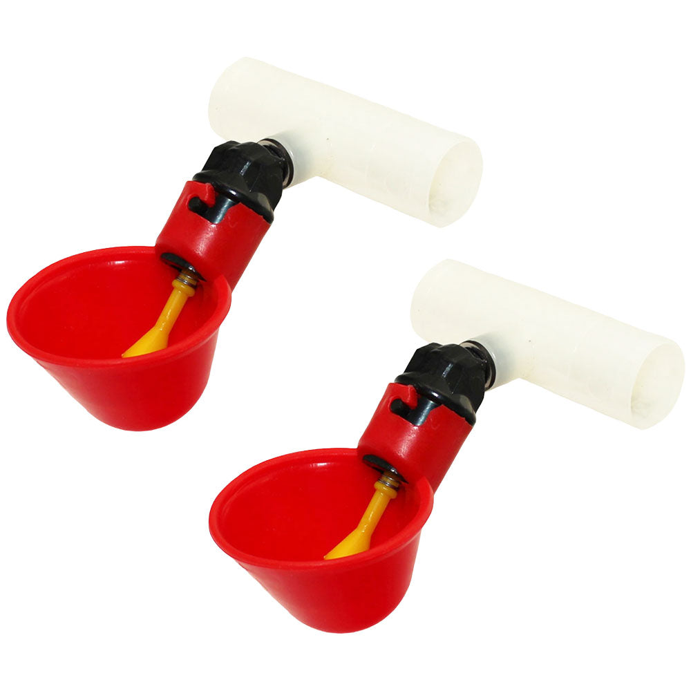 Qty 2: Automatic Drinker Cup w/ PVC Fitting Fits Universal Products