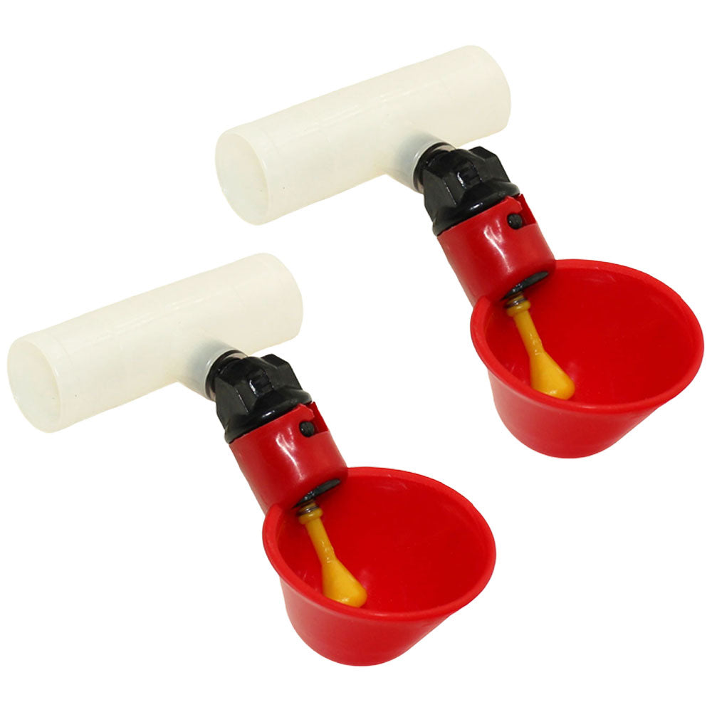Qty 2: Automatic Drinker Cup w/ PVC Fitting Fits Universal Products