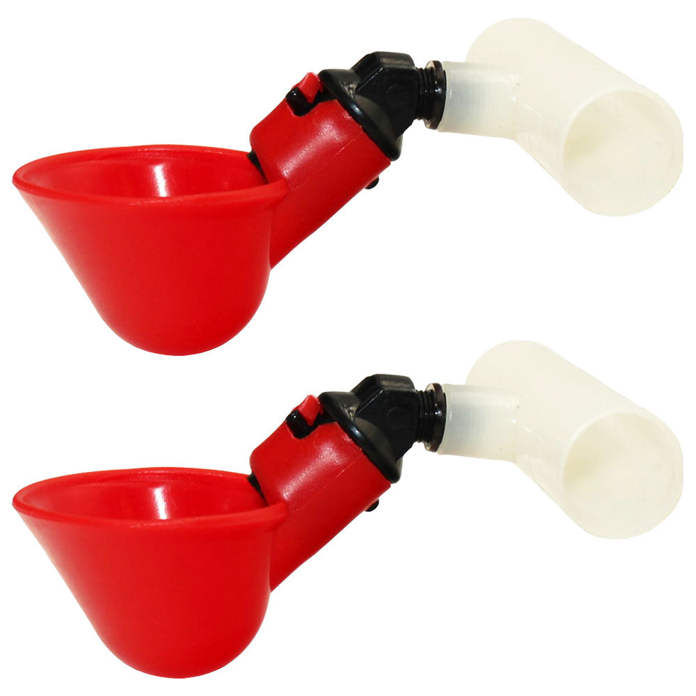 Qty 2: Automatic Drinker Cup w/ PVC Fitting Fits Universal Products