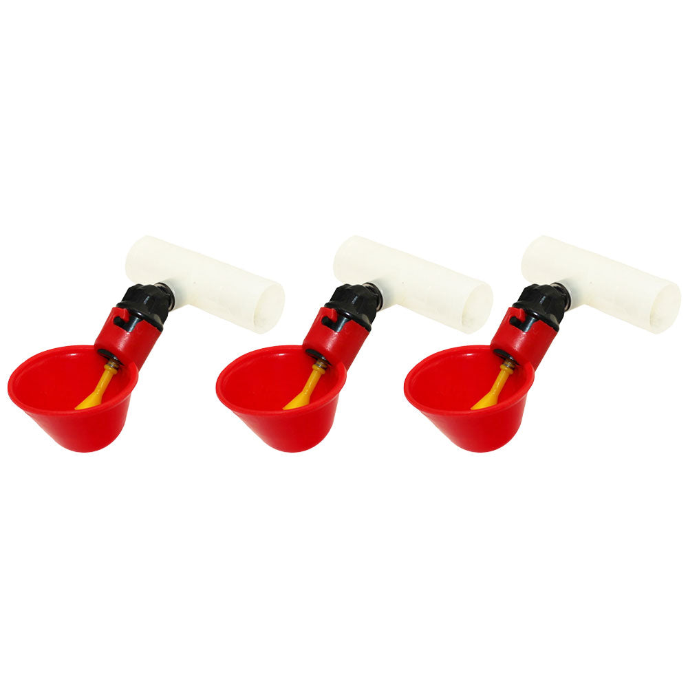 Qty 3: Automatic Drinker Cup w/ PVC Fitting Fits Universal Products