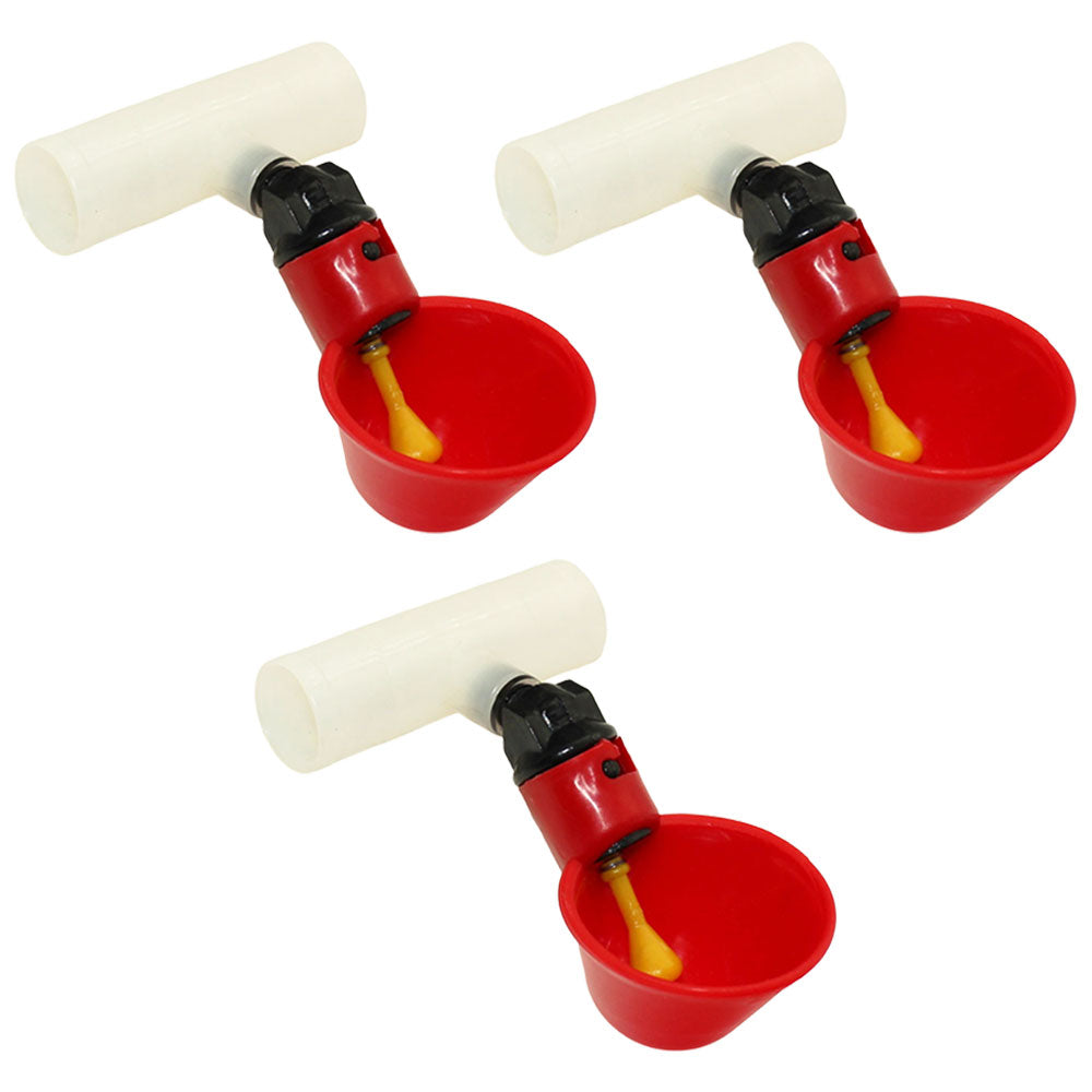 Qty 3: Automatic Drinker Cup w/ PVC Fitting Fits Universal Products