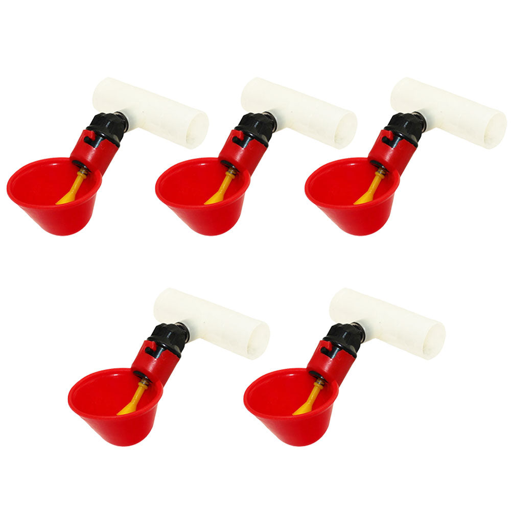 Qty 5: Automatic Drinker Cup w/ PVC Fitting Fits Universal Products