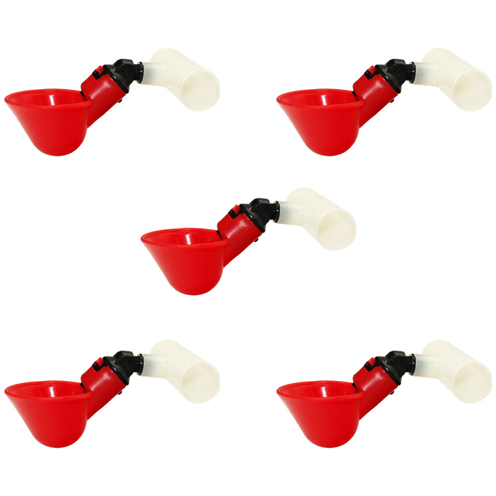 Qty 5: Automatic Drinker Cup w/ PVC Fitting Fits Universal Products