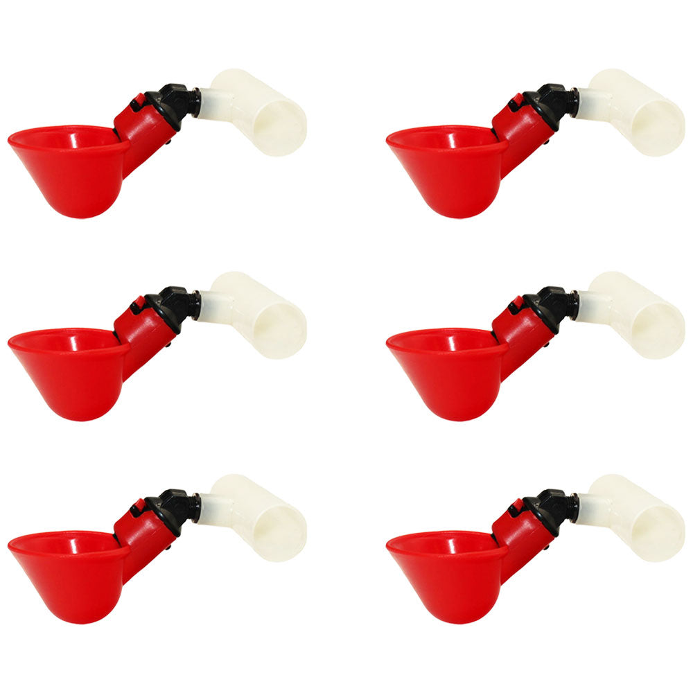 Qty 6: Automatic Drinker Cup w/ PVC Fitting Fits Universal Products