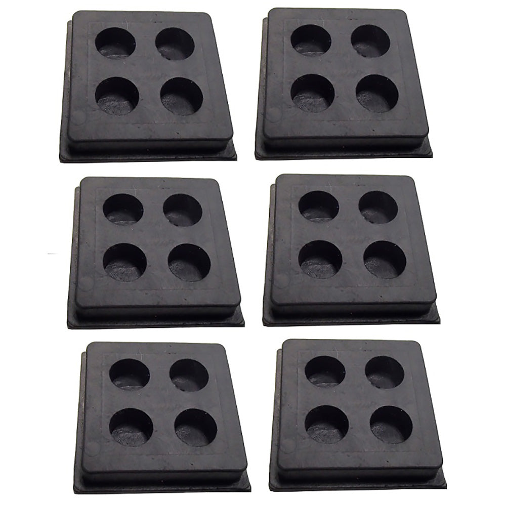 (6) Anti-Vibration Pads - Heavy Duty All Rubber Isolation Pads - 2" x 2" x 3/4"