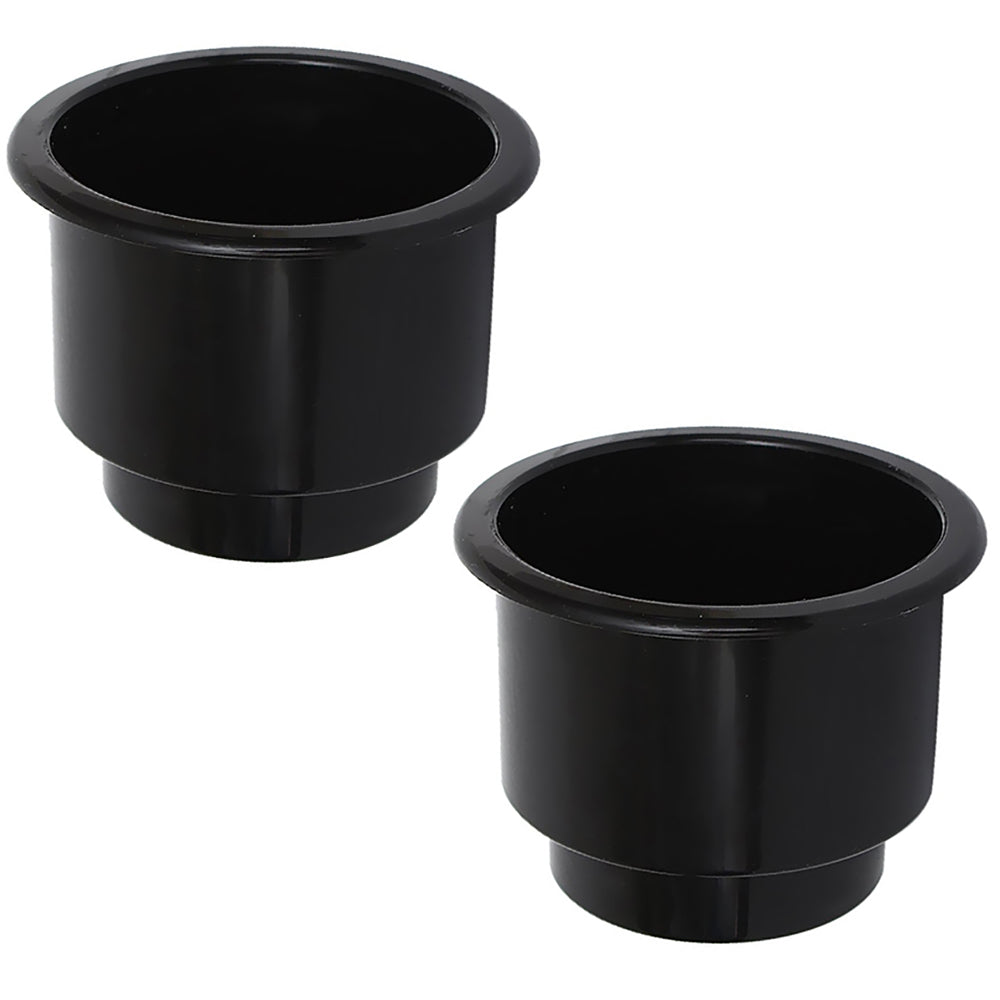 Qty 2: Black Plastic Cup Holder w/ Drain Hole  Fits Universal Products