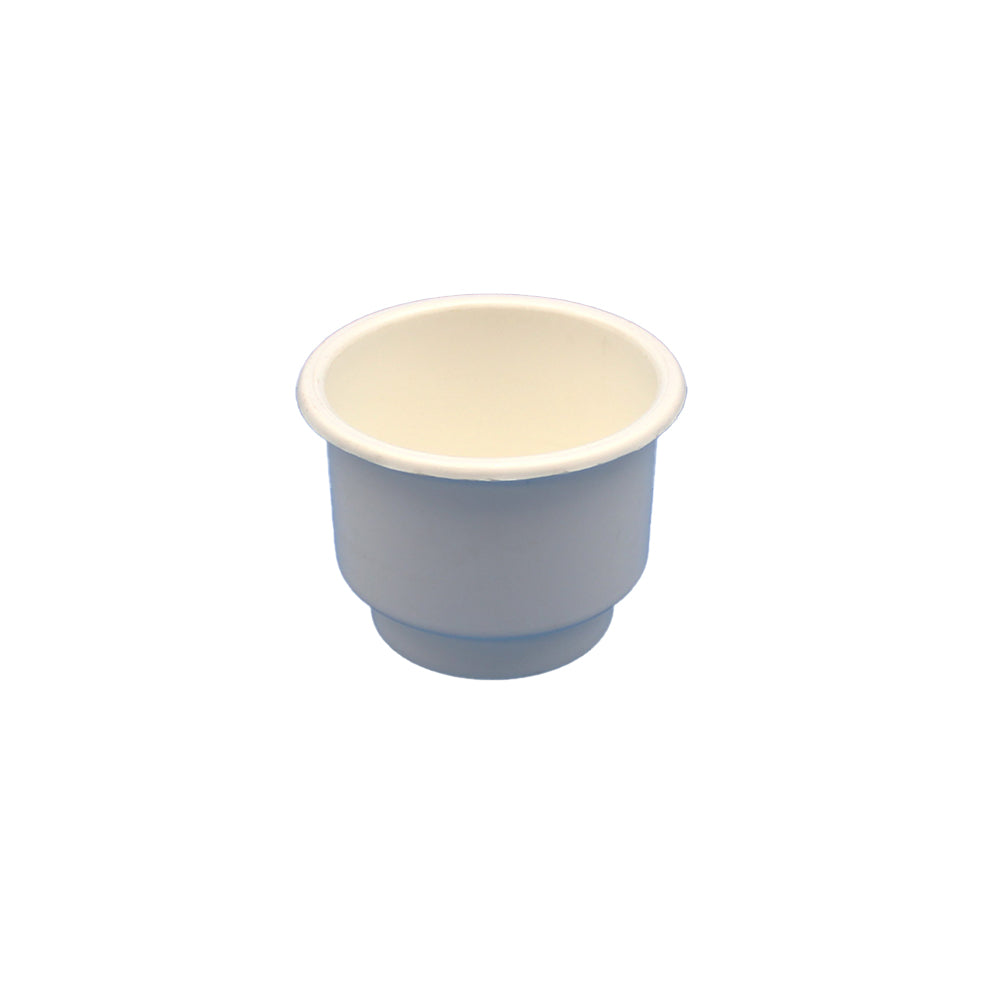 Cup Holder, White Plastic w/ Drain Hole Fits Universal Products