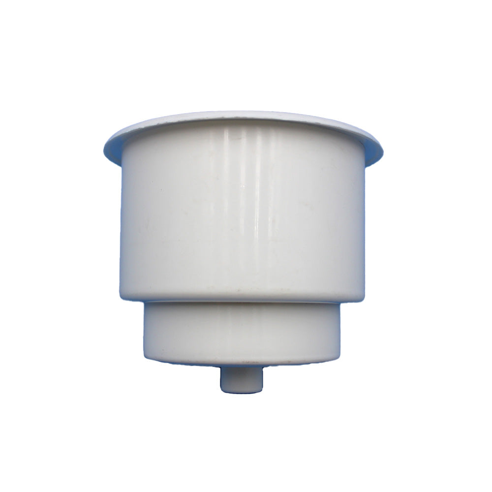 Cup Holder, White Plastic w/ Drain Hole Fits Universal Products