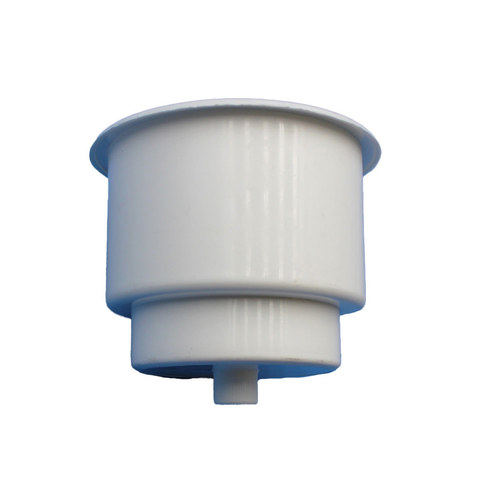 Cup Holder, White Plastic w/ Drain Hole Fits Universal Products