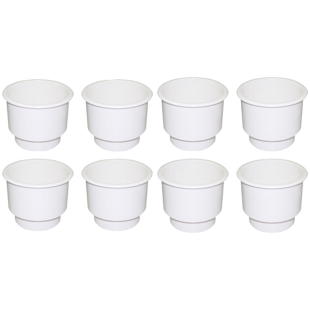Qty 8: White Plastic Cup Holder w/ Drain Hole Fits Universal Products