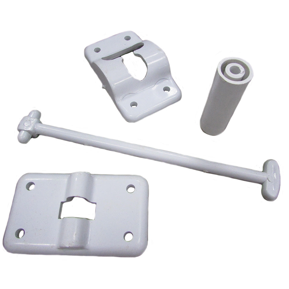 One White Plastic Camper and RV Door Holder with Stop Fits Universal