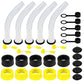Five New Fuel Container Spouts w Fine/Coarse Caps Vent Plugs Stoppers Stripe Cap