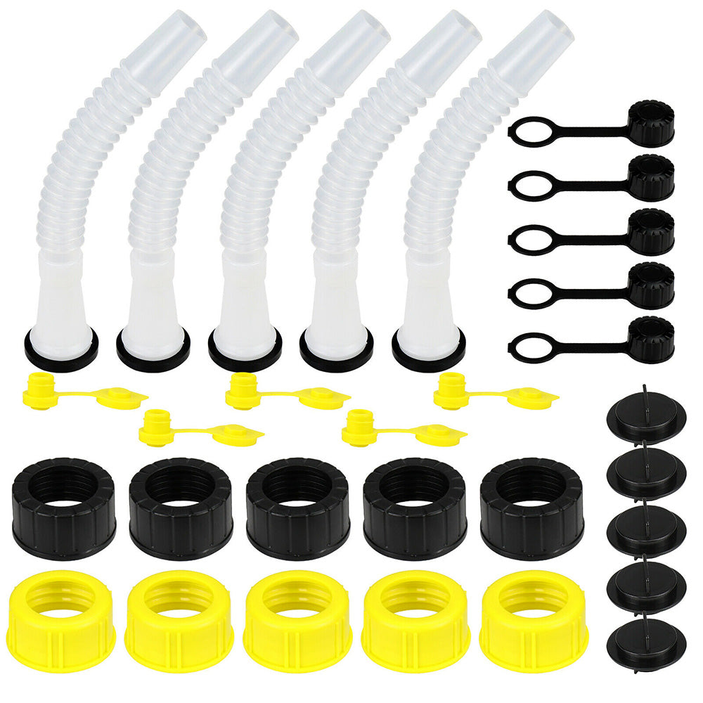 Pack of Five Gas Can Spouts with Caps and Gaskets Included Fits Wedco Fits Eagle