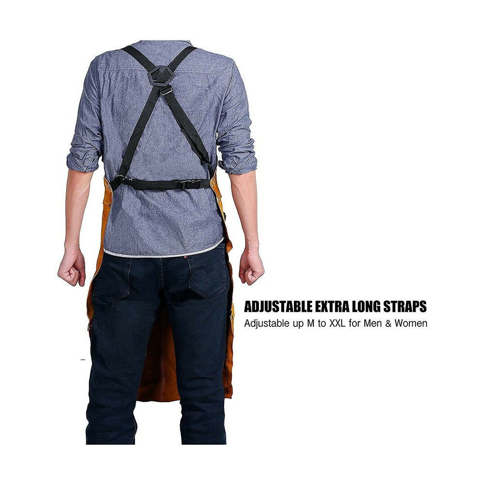 Leather Work Shop Heavy Duty Apron 6 Tool Pockets Heat & Flame Resistant