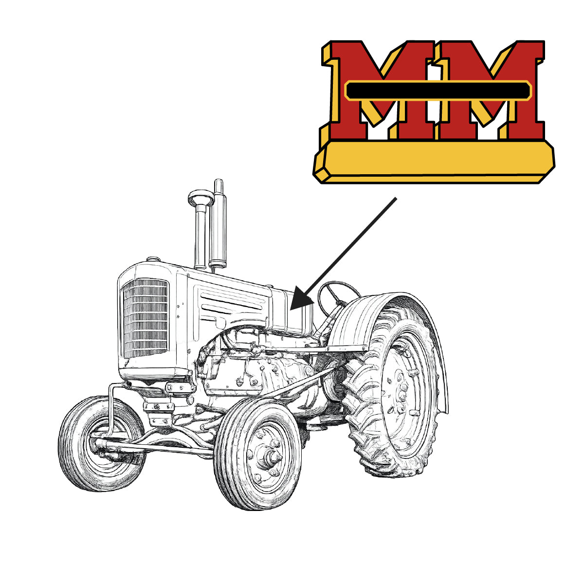 Replacement Logo Decal 4x7-VINYL Fits Minneapolis-Moline