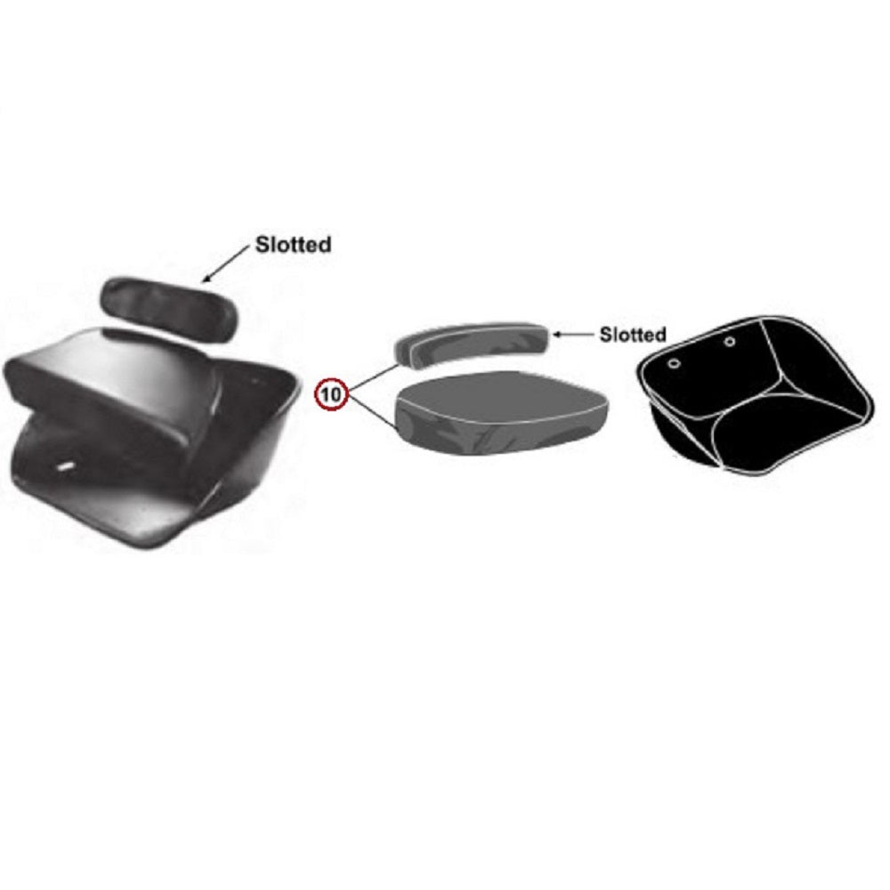 Black Seat Cushion Set with Backrest & Bottom Cushion Fits Massey Ferguson