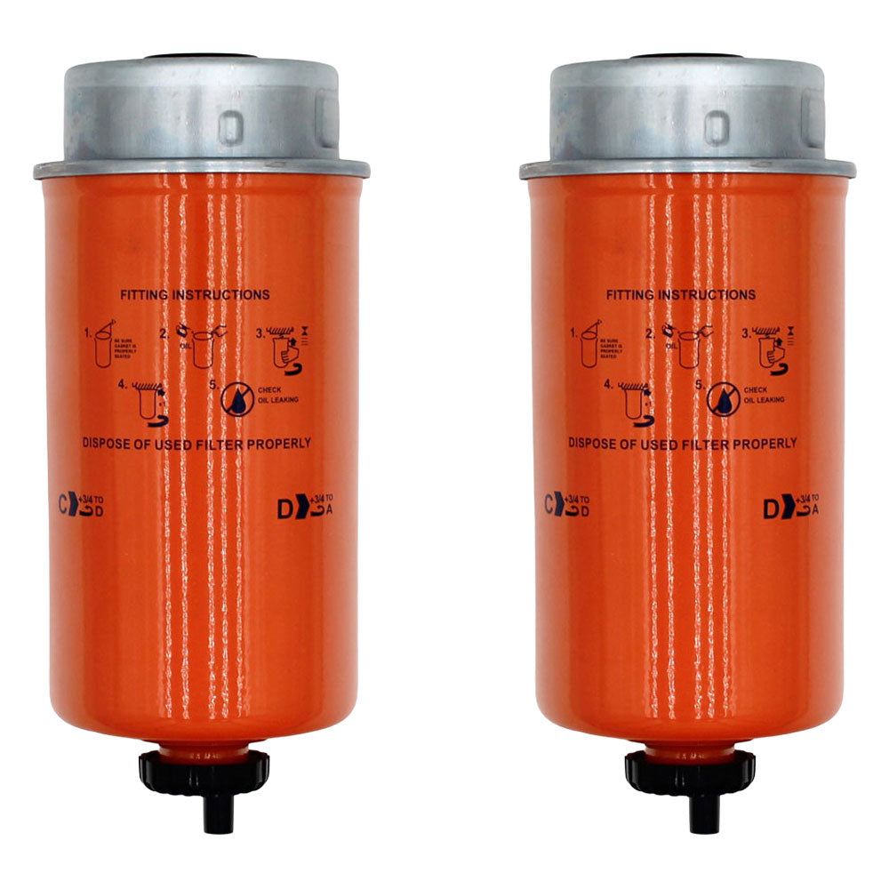 (2) Fuel Filters Fits John Deere 1654 1854 2054 2204 6140M 6150M 6155M RE522878