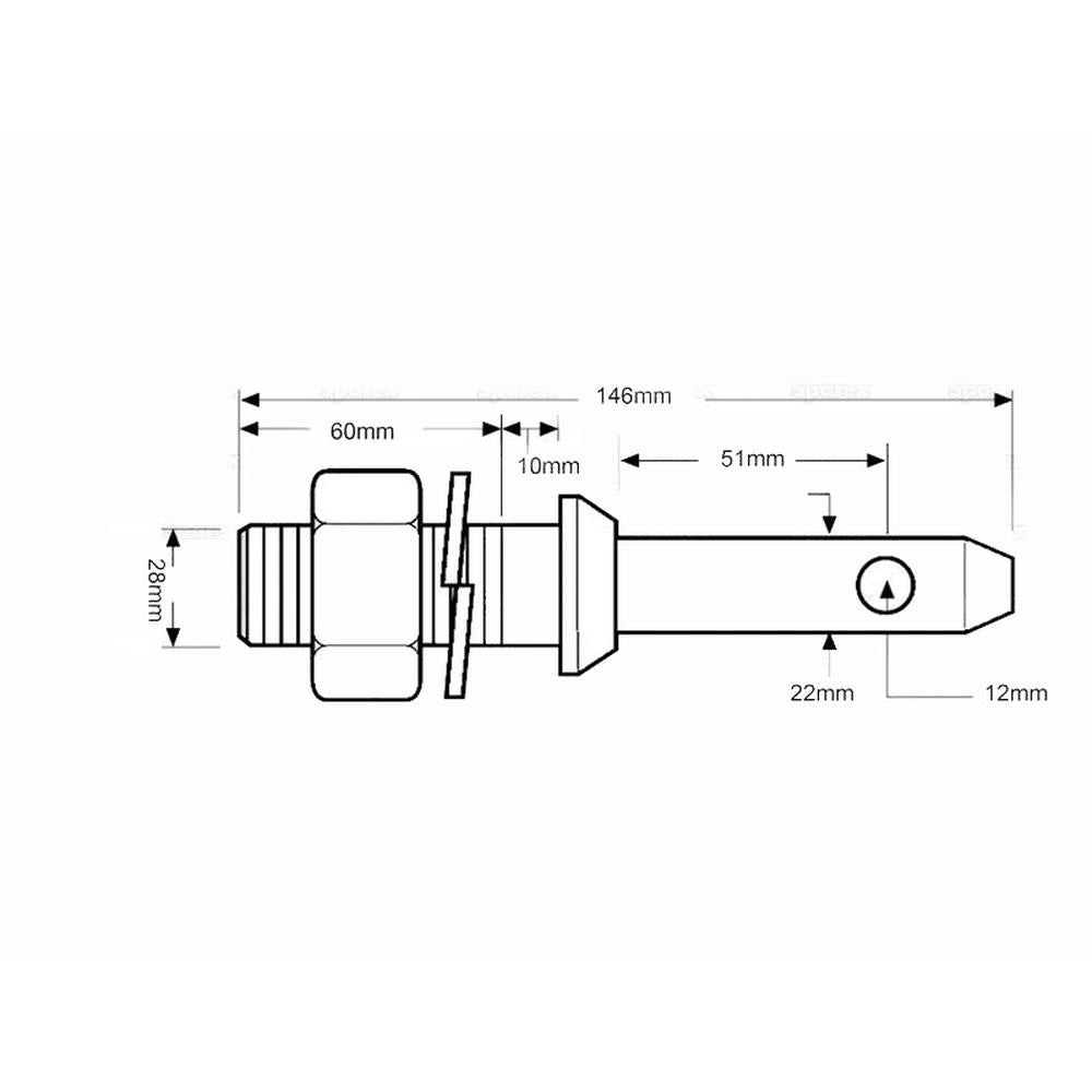 S.5188 Heavy Duty Lower Link Implement Pin (Fits CAT. 1)