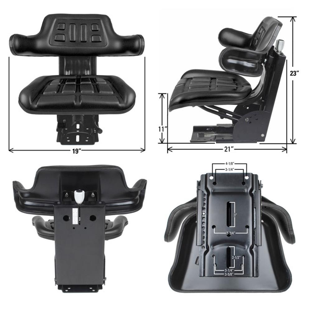 Black Waffle Style Suspension Seat Fits International Harvester 674 684 685